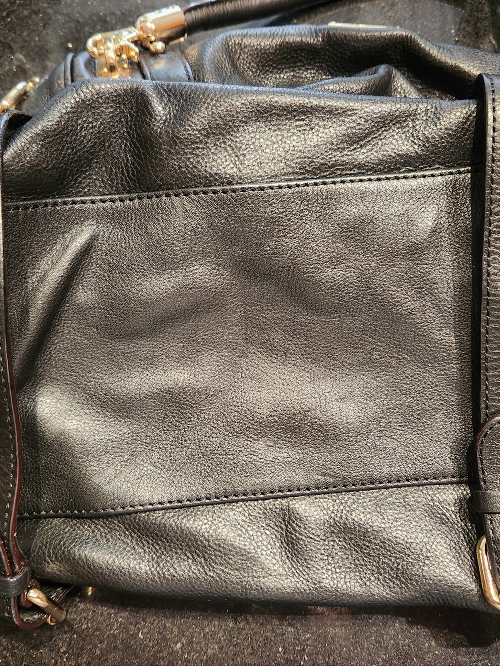 Rebecca Minkoff Black Leather Satchel with Gold Hardware and Studs - Picture 7 of 8